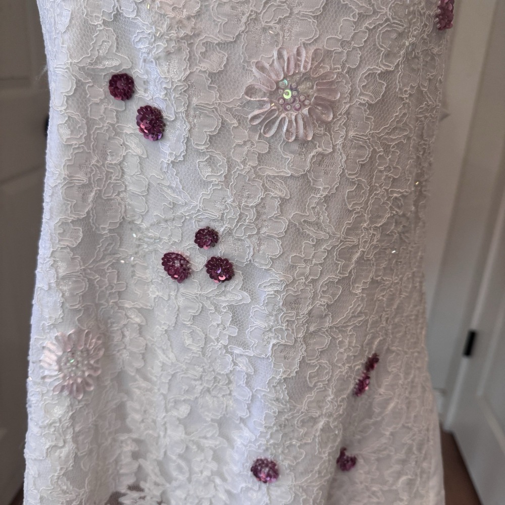 Peter Nygard White‎ Lace Embellished Floral Sequin Beaded Cami Tank Top Sz L - Picture 3 of 9
